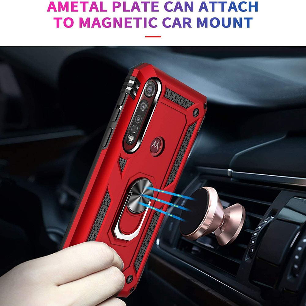 Protectores para celular  para Motorola  Moto G8 Plus Funda reforzada con anillo v2 Rojo